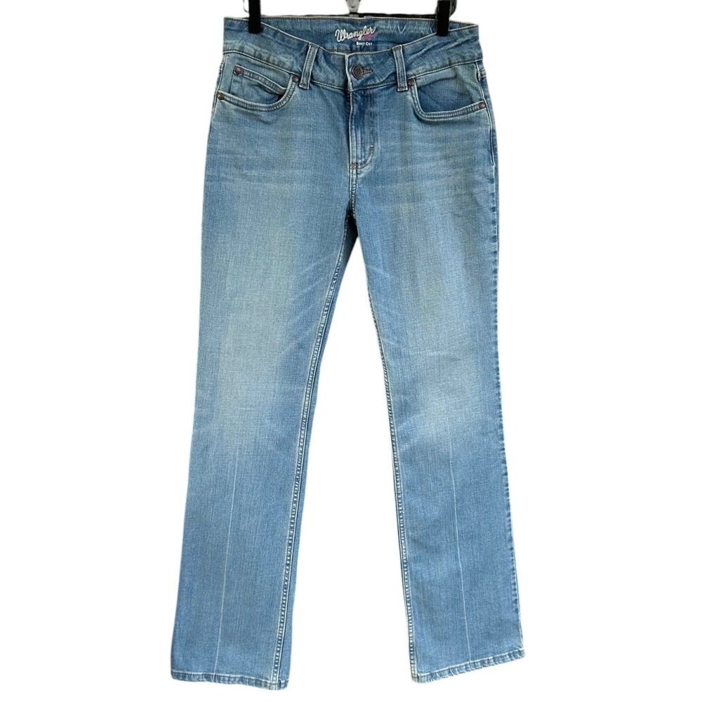 Wrangler Retro Womens Boot Cut Jeans Faded Light Wash Long Stretch Size 29x34